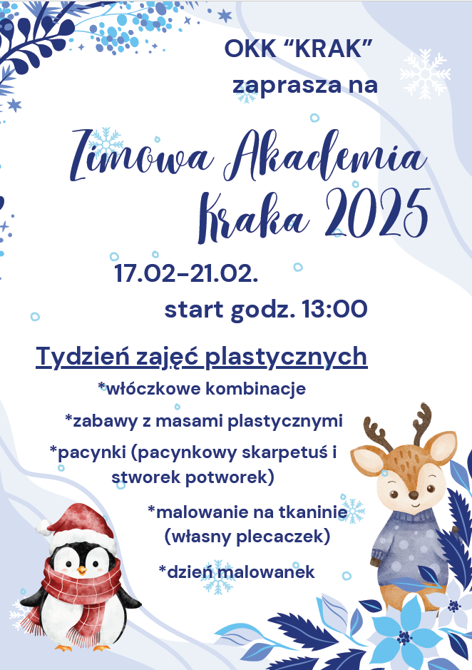 Zimowa Akademia "KRAKA" 2025 - Tydzień zajęć plastycznych